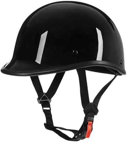 Yesmotor Motorcycle Helmet Half Shell Hawk Style Helmets Compact Lightweight Open Face for Motorcycle Street Bike Cruiser Moped - DOT Approved (Light Black,XL)