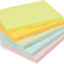 Amazon Basics Lined Sticky Notes, 4x6" Self-Stick Pads with Clean Removal Adhesive for To Do List, Home, Office, Notebook, Assorted Colors, 100 Sheets/Pad, Pack of 5