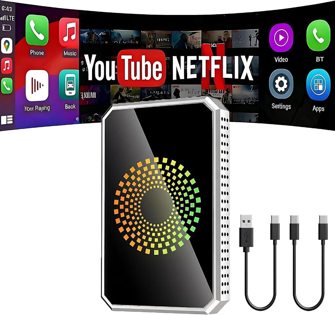 Autolink Pro 2026 Autolinkr Auto Linkr Pro Wireless Carplay 3in1 AI Box for Streaming Netflix/YouTube/TikTok,Watch Movies,Wireless Carplay Adapter Support USB Drive for iPhone 10+ & Android 13+