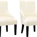 Velvet Wingback Dining Chair Cover Soft Stretch Accent Chair Cover Slipcover Thick Plush Wing Back Chairs Covers Furniture Protect Washable Chairs Protector Covers for Dining Room (Beige, 2)