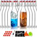 Leetaltree 12 Pack 16OZ Swing Top Glass Bottles Set, Brewing Glass Bottles with Airtight Lid, Flip Top for Kombucha, Beverages, Beer, Oils-With Gaskets, Pourers, Etc