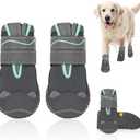 SlowTon Dog Shoes for Large Small Medium Dogs - Waterproof Dog Boots for Summer Hot Pavement, Paw Protector for Outdoor Walking Winter Snow, Anti-Slip Rubber Dog Booties for Hard Floor (GY, 8) (A1-Grey Waterproof)