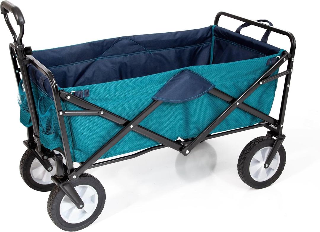 MacSports Collapsible Heavy Duty Beach Wagon with Wheels, Utility Cart (Teal/Navy)
