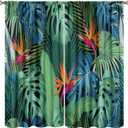 Tropical Leaf Decorative Window Curtains, Palm Leaves Summer Nature Jungle Plant Theme Window Drapes, for Living Room Bedroom 21(W)*45(L) 2 Panels (Decorative)