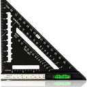 Beslands 7 inch Rafter Square with Level, Aluminum Metal Triangle Ruler Carpenter Square Woodworking Layout Tool Aluminum Triangle Tool Stainless Steel Ruler (Black)