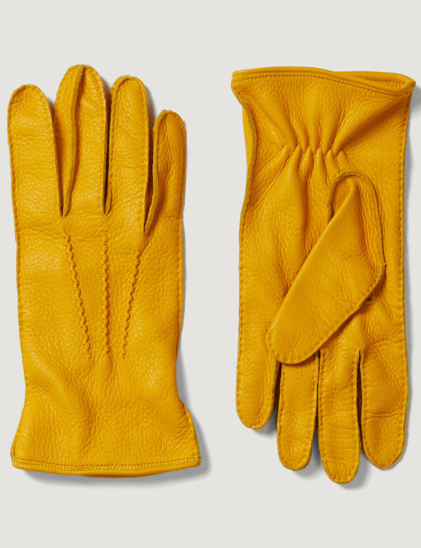 Yellow Leather Gloves, Size Large