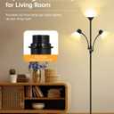 Floor Lamp Black, Standing Lamp, 71" Tall Lamps for Living Room, 3 Way Switch, Plastic Lampshade, Torchiere Floor Lamp with Reading Lamps, Modern Pole Lamps for Bedroom Kids Room E26 Base(No Bulb)