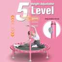 Foldable Mini Trampoline, 40" Rebounder Trampoline for Adults & Kids, 450lbs Capacity with T-Shaped Adjustable Bar, Indoor Fitness Workout Exercise Equipment