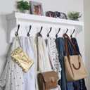 WEBI Coat Rack Wall Mount with Shelf,35" Long White Wall Shelf with Hooks Underneath,Entryway Coat Rack with 7 Triple Hooks for Hanging Coats,Bathroom,Mudroom,Hallway