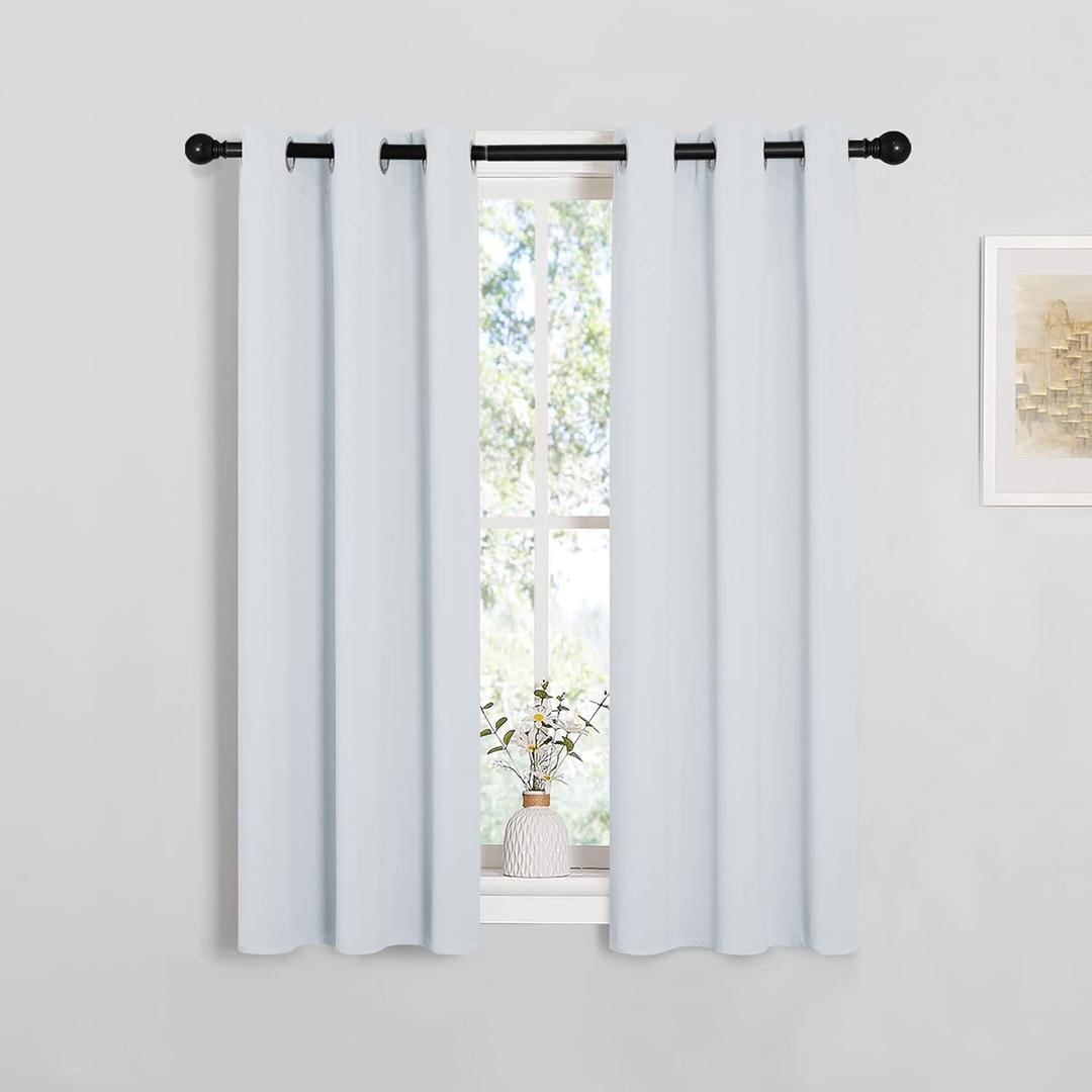 NICETOWN Room Darkening Draperies Curtains Panels, 2 Panels, 29 by 40, Greyish White, Window Treatment Thermal Insulated Grommet Room Darkening Curtains/Drapes for Bedroom