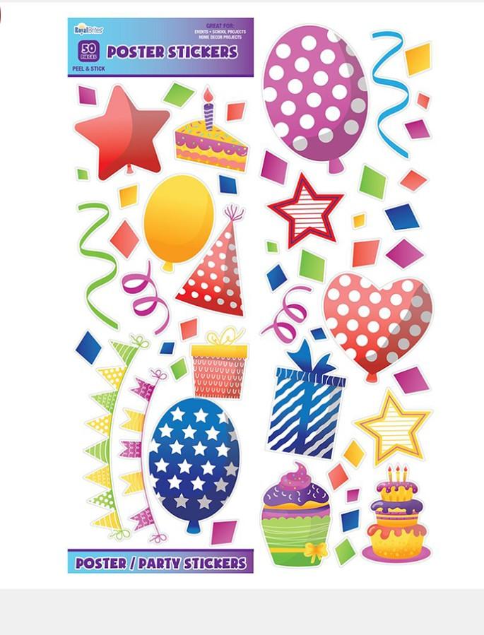 Attention Grabbers – Party Stickers, 50/Pk, 10 Pks/Case by Royal Brites®