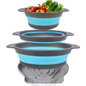 Collapsible Colanders (3 Pack Set) Food Strainers