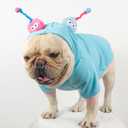 French Bulldog Clothes Halloween Dog Costume Sweater for Medium Dogs Girl Boy, Frenchie Clothes Halloween Costumes Winter Coat Hoodies Sweatshirt for Doggy and Cat,Blue Sweater,L