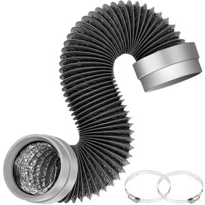 5FT Dryer Vent Hose 4 Inch, 6-Layer Heavy Duty Aluminum Flexible Dryer Duct with Rubber Seal Connectors, EasyInstall Heat Resistant Dryer Exhaust Hose for Tight Spaces, Universal Dryer Hose Vent Kit