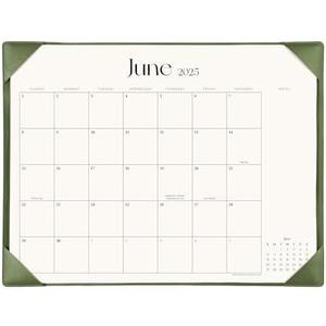 Simplified Desk Calendar 2025-2026 with Desktop Mat, Cabbrix Large Desk Pad Calendar 21"x 16-1/2" Covering July 2025 to June 2026, Desk Blotter Calendar for Home School and Office (Green)