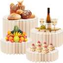 4 Pack Buffet Risers Foldable High Load-Bearing Food Display Risers for Buffet Table, Cylinder Cake & Dessert Stands for Weddings Party Catering Home Cupcake Stand Display with Clear Acrylic Tops