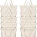 Epakh Canvas Tote Bag with Zipper - Bulk Reusable Large Blank Cotton Grocery Shopping Tote for Women Men DIY Crafting (19.7 x 3.9 x 15.8 Inch, Beige)