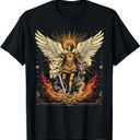 Archangel Catholic Religion Christianity Guardian Angel T-Shirt (Small, Black)