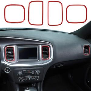 Hoolcar Air Conditioner Vent Cover Center Control AC Outlet Vent Trim Cover for 2011-2020 Dodge Charger, Red