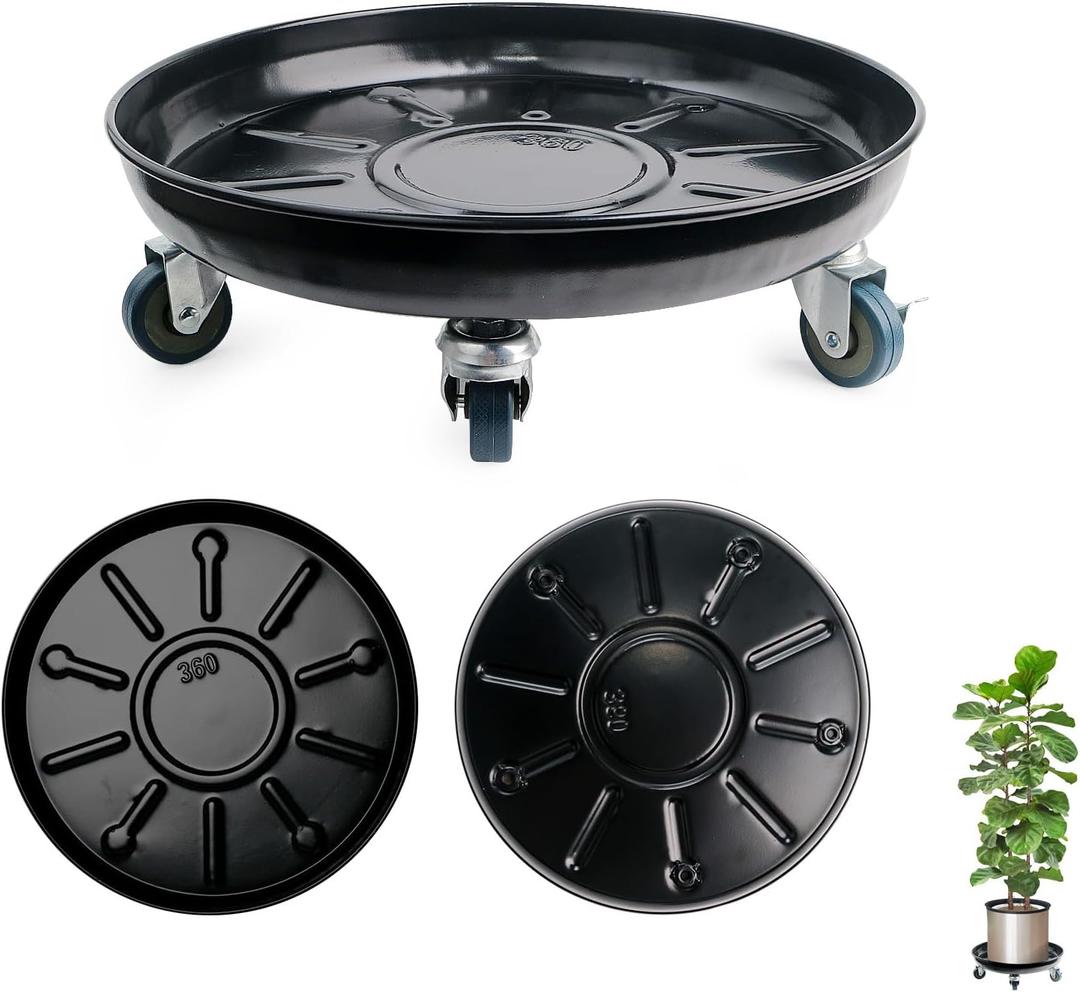 Choclaif Plant Caddy with Wheels,3 Pack Black Heavy Duty Plant Stand with Universal Wheels,Round Pot Trolley for Indoor Outdoor (12.12)