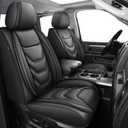 Truck Seat Covers Full Set Custom Fit for 2002-2025 2026 Dodge RAM 1500/2500/3500 Crew Quad Regular Cab Durable Waterproof Leather Seat Protectors (Black, Flat Bench)