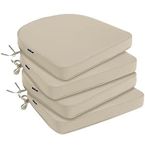Favoyard Outdoor Chair Cushions 19"x19"x2" Set of 4 Waterproof Seat Cushion for Patio Furniture with 3-Year Fade Resistant Removable Cover Attach Straps Hidden Zipper Round Corner for Yard Garden (Dark Gray)