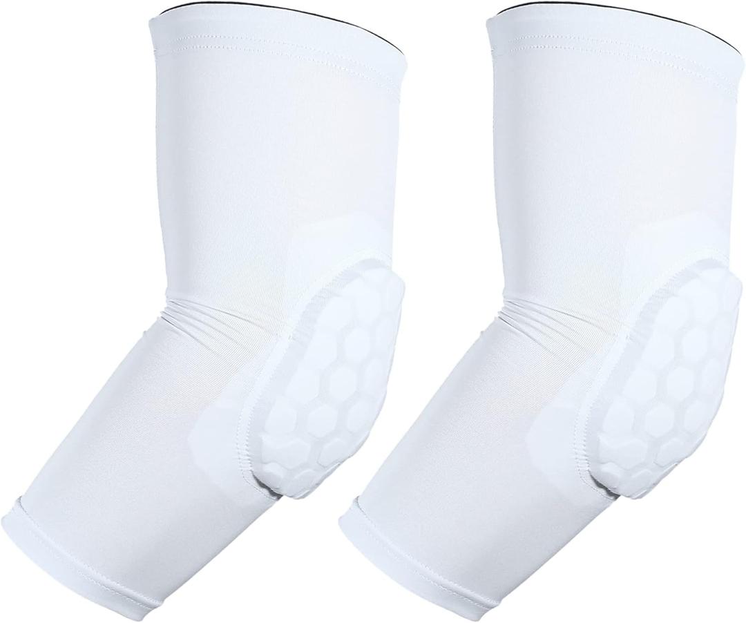 VOCOSTE 2pcs Elbow Brace, Compression Support Sleeve for Joint, Elbow Pad Sleeve for Women Men, White, L Size