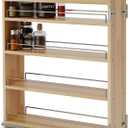 Pull Out Spice Rack Organizer for Cabinet (6.5" W x 22.3" D x 25.2" H), Sliding Spice Rack for Kitchen Cabinet, Wood Pull Out Cabinet Organizer for Multi-Use