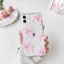 NITITOP Compatible with iPhone 12 Case Clear Cute Pink Lily Blossom Floral Flowers Pattern for Girls Women Soft TPU Transparent Shockproof Protective Phone Cover - Lilies
