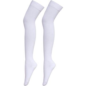 Bestjybt Women Thigh High Socks Cotton Warm Over the Knee Socks Long Knee High Boot Stockings Leg Warmer (One Size Tall, White)