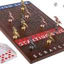 Horse Race Board Game Finish Line Racing Game with 11 Luxurious Metal Horses with 4 Dice and 2 Boxes of Cards Solid Wood Horse Racing Game Board Color Box Packaging (Small, Walnut Color)