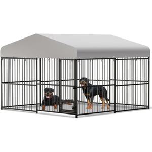Large Outdoor Dog Kennel, Heavy Duty Dog Cage with Roof, Dog Kennel Galvanized Iron Dog House with Safety Locks,UV & Water Resistant Proof Cover, for Garden Backyard Black (10x10x6FT) Large Outdoor Dog Kennel, Heavy Duty Dog Cage with Roof, Dog Kennel Galvanized Iron Dog House with Safety Locks,UV & Water Resistant Proof Cover, for Garden Backyard Black (10x10x6FT)