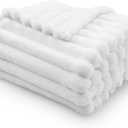 Fleece Ribbed Cozy Throw Blanket for Couch