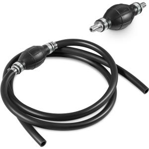 3/8" Fuel Line Assembly, 6FT Nylon Braided Marine Fuel Hose with Primer Bulb and Stainless Clamps, Universal Fuel Line Kit for Outboard Boat Motor, RV, Tractor, and More