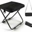 Portable folding stool with dual storage pockets and side pockets Compact adult-sized portable stool, ideal for camping, hiking, outdoor activities and events Maximum weight capacity 280 lbs (Black)