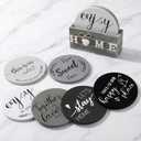 Queekay Trivets Set of 6, 7" Trivets for Hot Dishes Housewarming Gifts New Home, Pots and Pans Farmhouse Trivet Set with Holder Heat Resistant Mat Countertop Protectors for Home Kitchen(Gradient Gray)