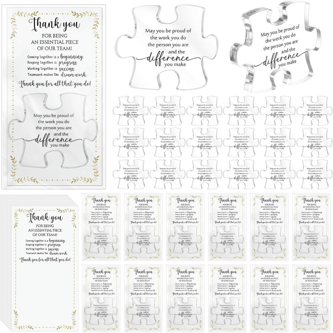 20 Sets Employee Appreciation Gifts Bulk Inspirational Acrylic Puzzle Piece Plaque Desk Decor with Thank You Card OPP Bag Team Appreciation Gifts for Office Staff Coworker (May You)