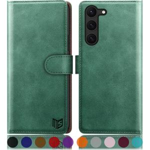 SUANPOT for Samsung Galaxy S23 +/ Plus Wallet case with RFID Blocking Credit Card Holder,Flip Book PU Leather Protective Cover Women Men for Samsung S23Plus Phone case Sea Green