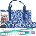 American Mahjong Set for Adults,166 Premium White Tiles, 4 All-in-One Mahjong Racks/Pushers,Complete Western Mahjong with Soft Blue Printed Carrying Bag