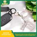 10 x A-Z Stainless Steel Letter Keychain - Alphabet Initial Key Ring for Men Women, Purse or Car Charm