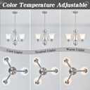 3-Lights Farmhouse Chandelier Brushed Nickel Modern Dining Room Light Fixture Silver Adjustable Ceiling Hanging Pendent Lighting with Frosted Glass for Kitchen Island, Living Room, Foyer