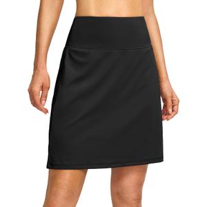 G Gradual 19" Skorts for Woman Knee Length Golf Skirt Long Athletic Tennis Skorts for Women Dressy Casual with Shorts Pockets (Black, XXL)