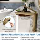 Bathroom Faucet Brushed Gold, One Hole Single Handle Vessel Sink Faucet, Brass Bathroom Faucet for Vanity Sink Restroom Guestroom RVs