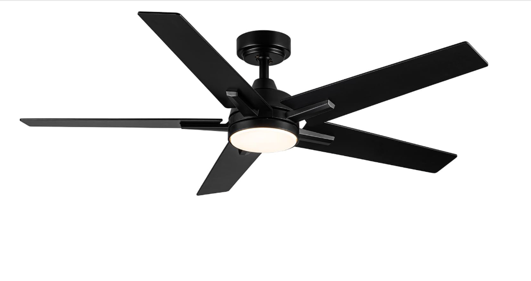 Viossn Ceiling Fans with Lights, 52 inch Black Ceiling Fan with Light and Remote Control, Reversible, 3CCT, Dimmable, Noiseless, Small Ceiling Fan for Bedroom,Kidsroom,Indoor/Outdoor (Black, 52 Inch)
