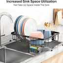 iSPECLE Expandable Dish Drying Rack for Kitchen Sink - Rust Resistant Adjustable Over the Sink Dish Drainer with Non Slip Rubber, 12.7" W x 12.8"-25.2" L, Black