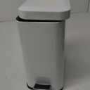Homie Soft Close, Slim Trash Can 1.6 Gallon with Anti - Bag Slip Liner and Lid, Use as Mini Garbage Basket, Slim Dust Bin, or Decor in Bathroom, Restroom, Kitchen, or Bedroom (Shiny White)