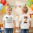 KEKEMI 2T Birthday Boy Shirt 2T Boys Cartoon Graphic Birthday T-Shirt Two Years Old Boy Short Sleeve Tees Bday Party Clothes (White, S/90)