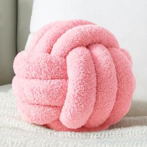 Onechionede Knot Pillow Ball Plush - Decorative Throw Pillows for Bed Relieve Stress, Round Knot Cushion for Sofa Decor Pet Toy, Pink 8 inch