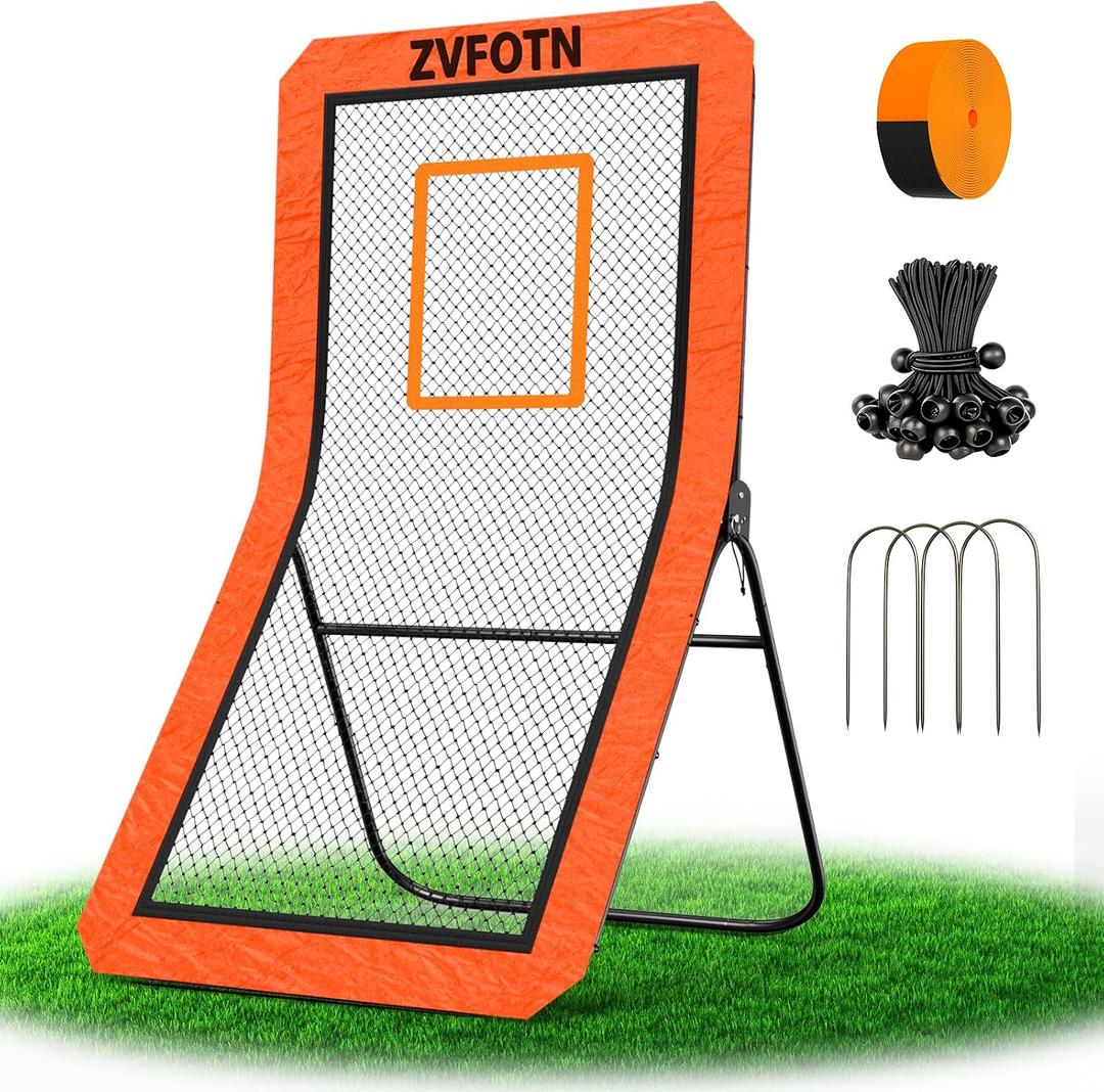 Lacrosse Rebounder net for Backyard, 4x7FT Adjustable Net with 5 Angles & Target Stripe,Durable Multi-Sport Practice Tool for Soccer Baseball Volleyball Training Equipment