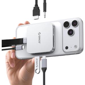 ORICO 10Gbps Magnetic M.2 Docking Station, 8-in-1 USB C HUB & M.2 2230 NVMe Enclosure with HDMI 4K@60Hz,SD/TF, USB-A&C 3.2, 100W PD, AUX, USBC Dock for iPhone 17/16/15 Pro/Pro Max